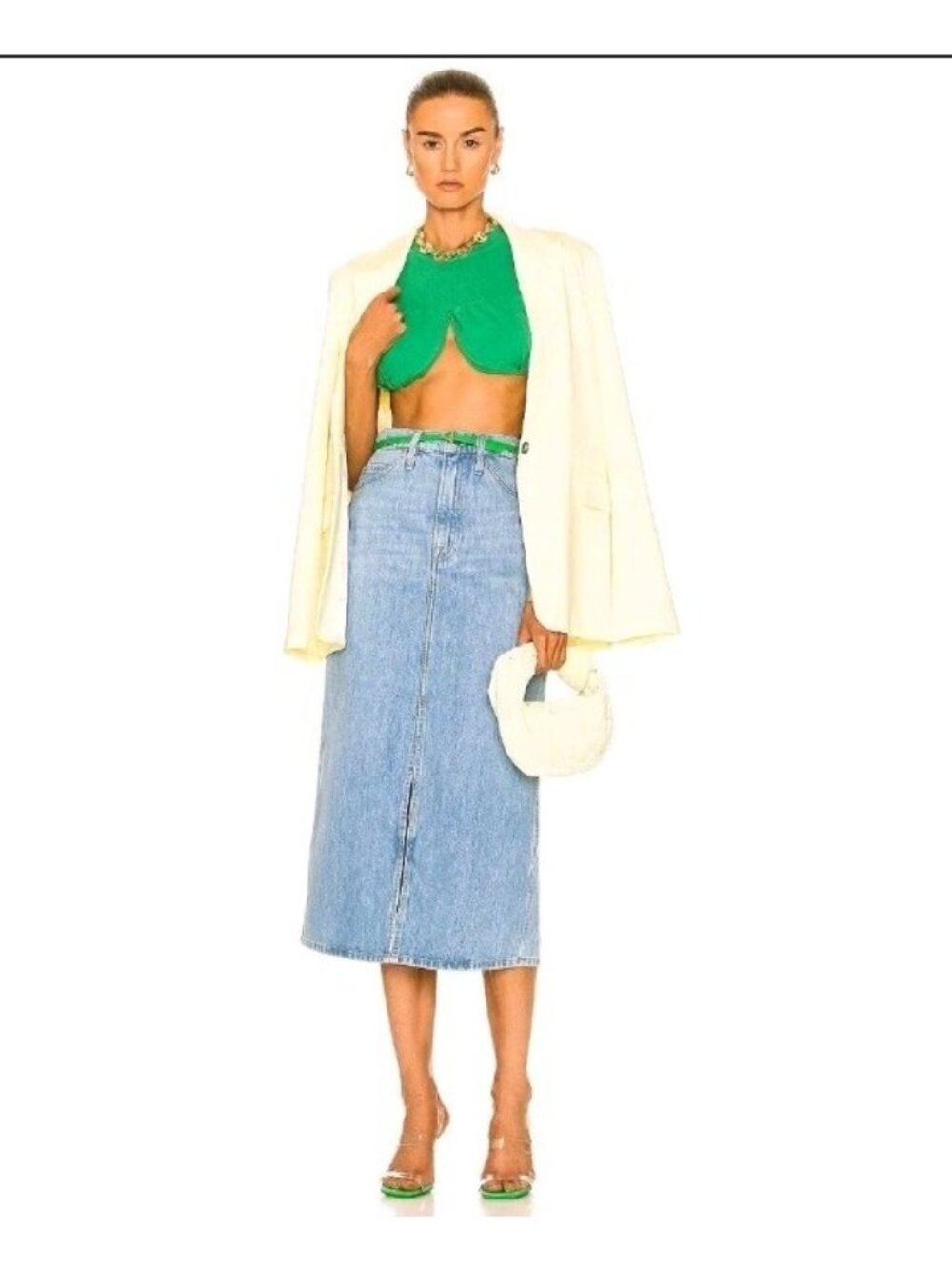 FRAME Le Italien Maxi Skirt Denim Jean Skirt Size 25 Turin Wash Blue Chic